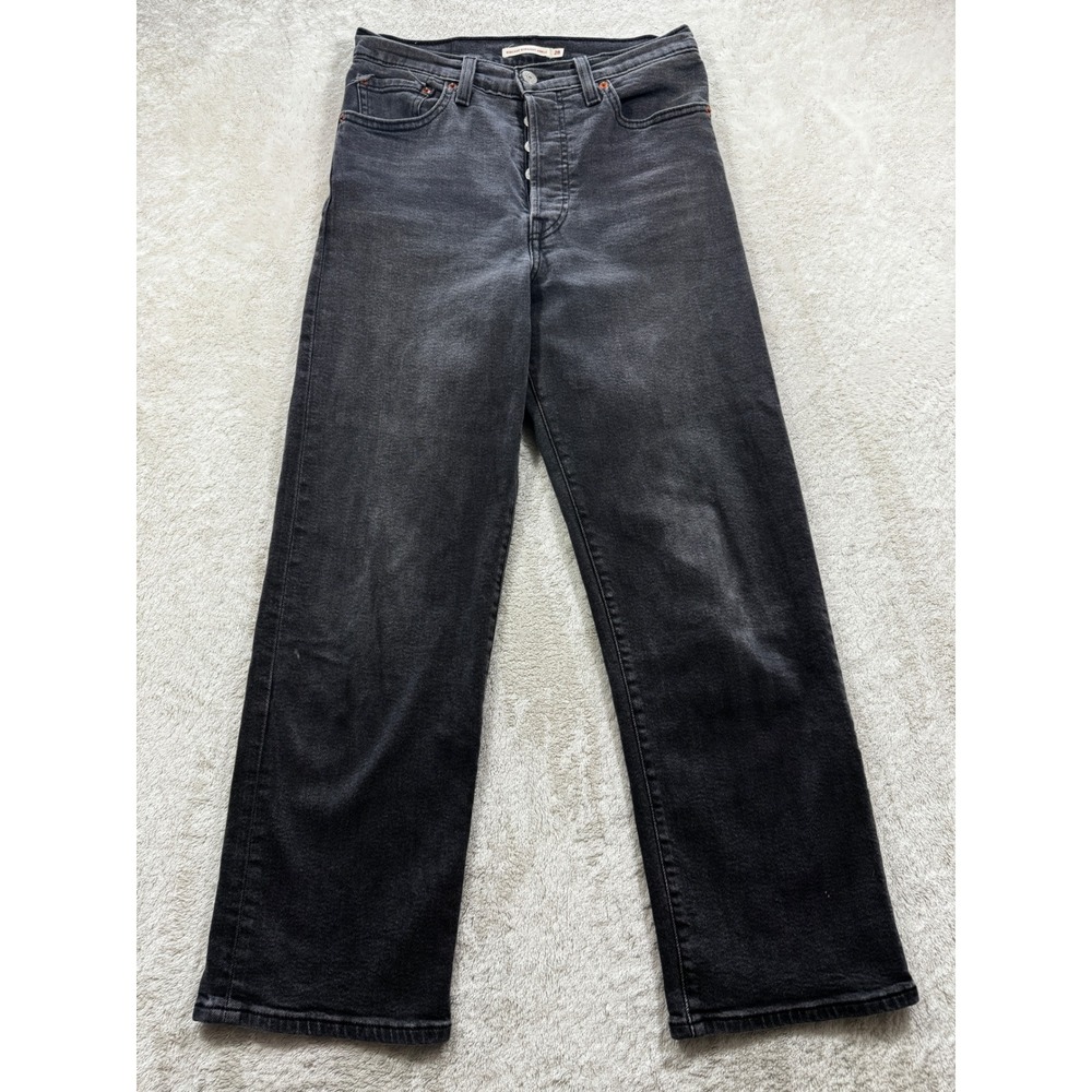 Levi's Womens Ribcage Straight Ankle High Rise Black Jeans 28x27 Meas: 28x26.5
